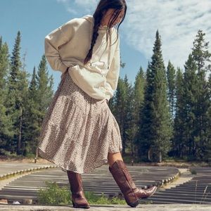 Aerie Leopard MIDI Skirt With Tag